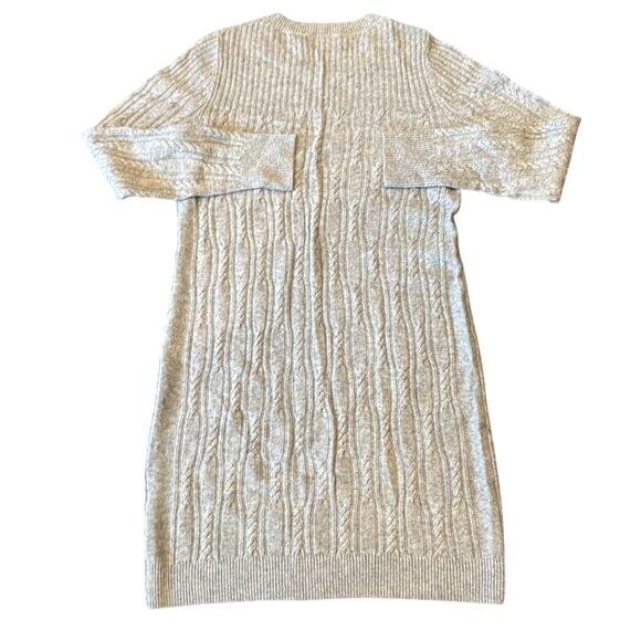 Banana Republic Cable Knit Sweater Dress Light Gray Size M - Picture 3 of 10